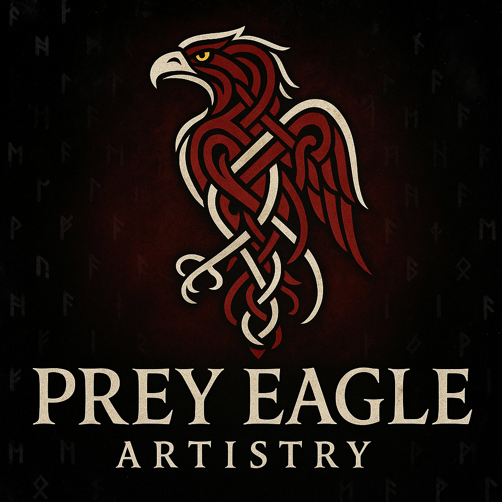 Logo of Prey Eagle Artistry with an eagle design on a dark background